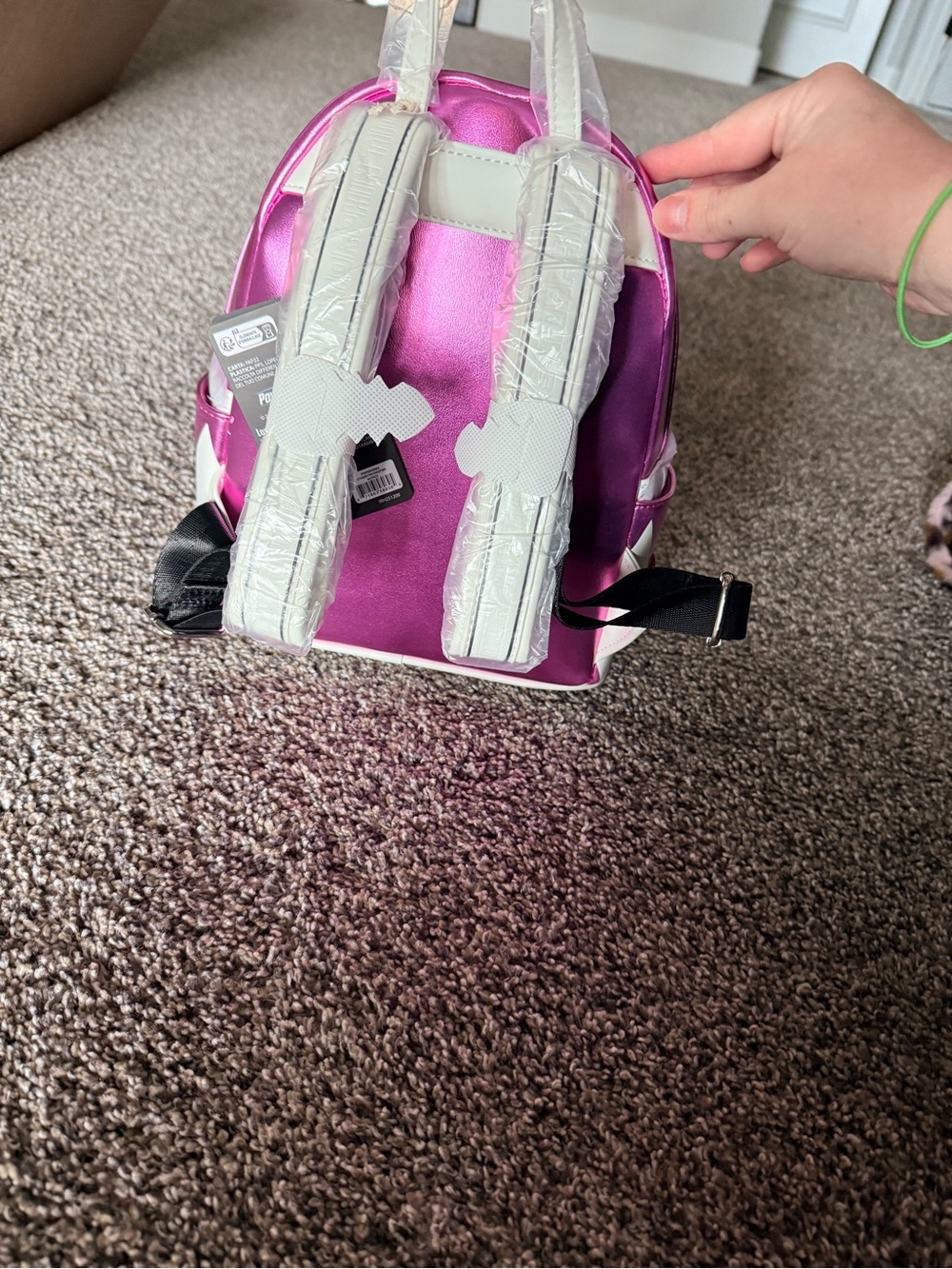 Loungefly Metallic Pink Power Ranger Helmet Mini Backpack - Picture 2 of 2